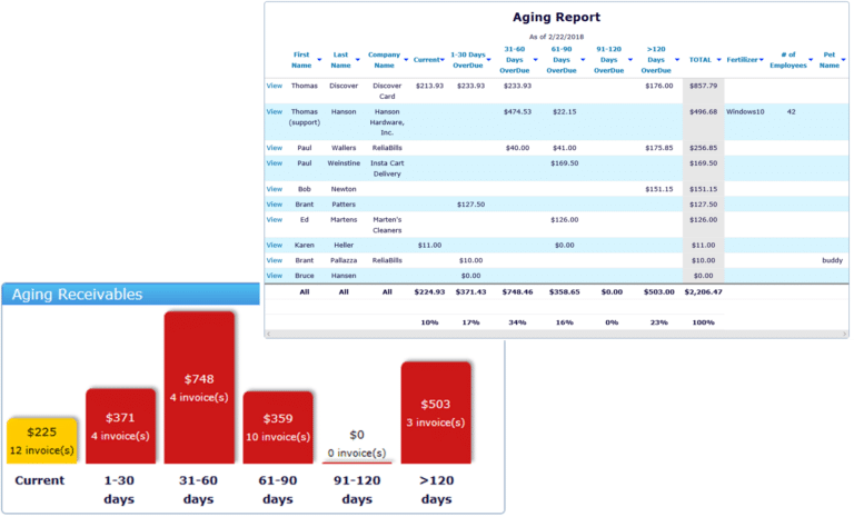 Detailed aging and receivables reports from ReliaBills software